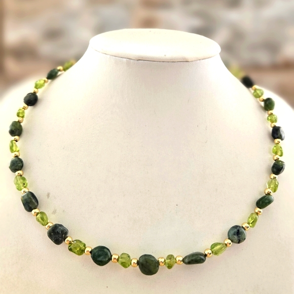 Peridot & Green Jade Necklace Prescription For Positive Relationship Necklace In - Picture 1 of 9